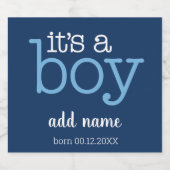 Het is een jongen - Modern, Whimsical Navy & White Bier Etiket (Enkel label)