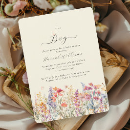 Het is een jongen! Modern, Wildbloem, Baby shower Kaart