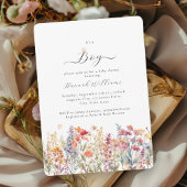 Het is een jongen! Modern, Wildbloem, Baby shower Kaart