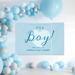 Het is een jongen moderne baby shower spandoek
