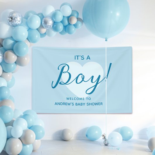 Het is een jongen moderne baby shower spandoek