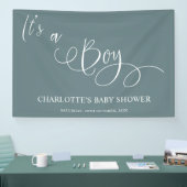 Het is een jongen! Moderne Minimalistische Calligr Spandoek (Beurs)