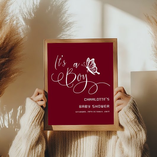 Het is een jongen moderne vlinder babyshower welko poster