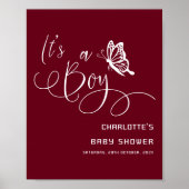 Het is een jongen moderne vlinder babyshower welko poster (Voorkant)