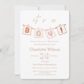 Het is een jongen! Mooie bruine geruite baby showe Kaart (Voorkant)