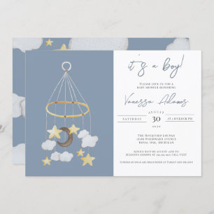 Het is een jongen! Moon & Stars Baby Mobile Neurse Kaart