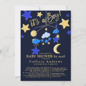 Het is een Jongen Moon Stars mobiel Baby shower pe Kaart (Voorkant)