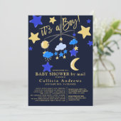 Het is een Jongen Moon Stars mobiel Baby shower pe Kaart (Staand voorkant)