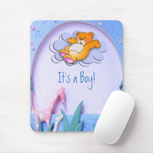 Het is een jongen Mousepad. Muismat (Met muis)