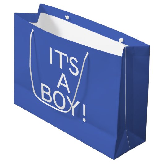 Het is een jongen Newborn Blue Gift Bag Groot Cadeauzakje (Voorkant Gekanteld)