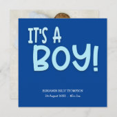 Het is een jongen Newborn Foto geboorteblauw (Voorkant / Achterkant)