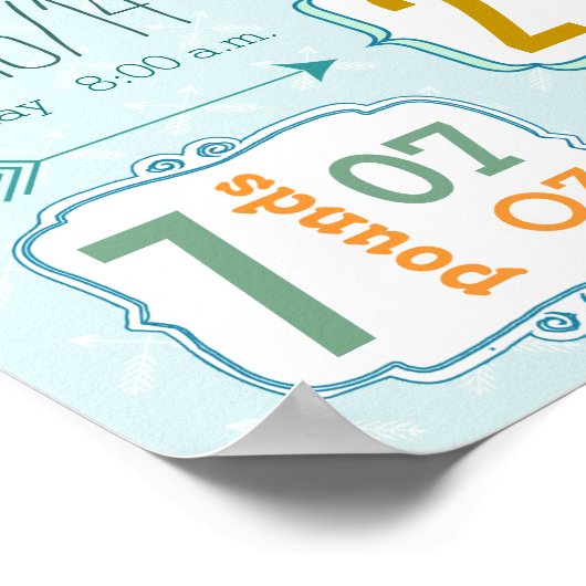 Het is een jongen! Nieuw Baby Stats Cute Arrow-Pos Poster (Hoek)