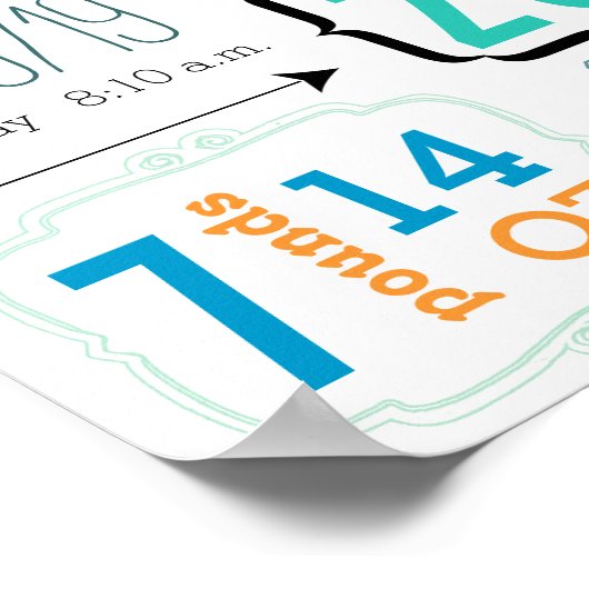 Het is een jongen! Nieuw Baby Stats Cute Arrow-Pos Poster (Hoek)