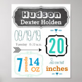 Het is een jongen! Nieuw Baby Stats Cute Arrow-Pos Poster (Voorkant)