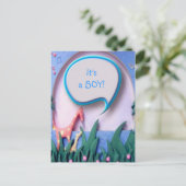 Het is een jongen nieuwe baby aankondiging (Staand voorkant)