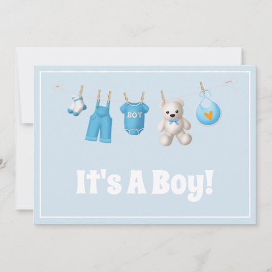 Het is een jongen! Nieuwe baby - blauwe aangepaste Aankondiging (Voorkant)