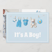 Het is een jongen! Nieuwe baby - blauwe aangepaste Aankondiging (Voorkant / Achterkant)
