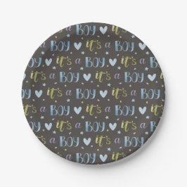 Het is een jongen nieuwe baby papieren bord