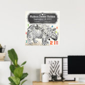 Het is een jongen! Nieuwe Baby Rhinoceros Poster (Thuiskantoor)