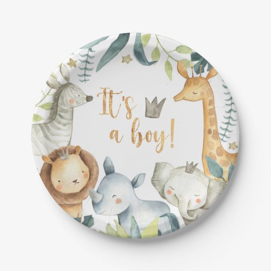 Het is een jongen! Oerwoud Baby shower Bord (Voorkant)
