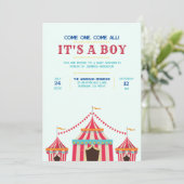 Het is een jongen of meisje | Circus Baby shower Kaart (Staand voorkant)