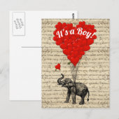 Het is een jongen olifant en liefdeshart briefkaart (Voorkant / Achterkant)