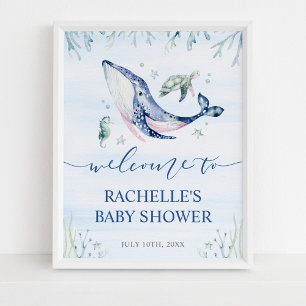Het is een jongen onder het Zee Baby shower Welkom Poster