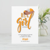 Het is een jongen oranje verjaardagskaart aankondiging (Staand voorkant)