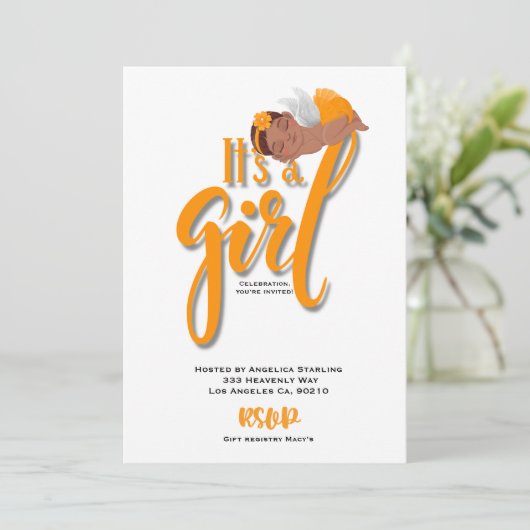 Het is een jongen oranje verjaardagskaart aankondiging (Staand voorkant)