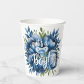 Het is een jongen! Painted Pacifier & Peonies Baby Papieren Bekers (Achterkant)