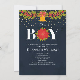 Het is een Jongen Poinsettia Bell-kerstBaby shower Kaart