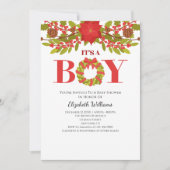 Het is een Jongen Poinsettia kerstBaby shower Kaart (Voorkant)