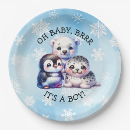 Het is een jongen | Polar Arctic Winter Baby showe Papieren Bordje