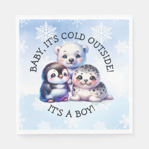 Het is een jongen Polar Arctic Winter Baby showe Servet