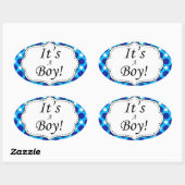 Het is een jongen polka dot mijlpaal ovale sticker (Vel)