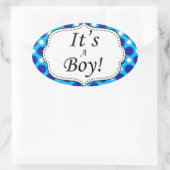 Het is een jongen polka dot mijlpaal ovale sticker (Tas)