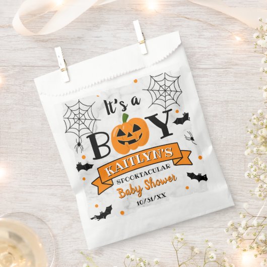 "Het is een jongen" pompoen Halloween Baby shower Bedankzakje (Geknipt)