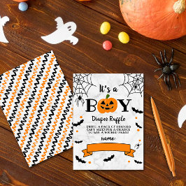 "Het is een jongen" pompoen Halloween Baby shower Informatiekaartje