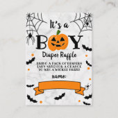 "Het is een jongen" pompoen Halloween Baby shower Informatiekaartje (Voorkant)
