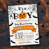 "Het is een jongen" pompoen Halloween Baby shower Kaart