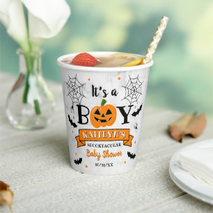 "Het is een jongen" pompoen Halloween Baby shower Papieren Bekers