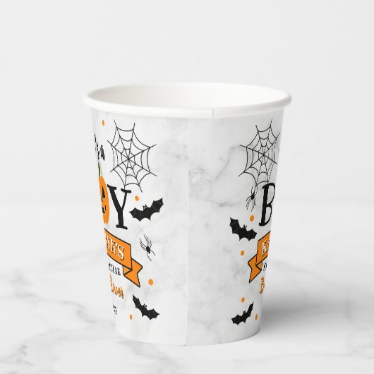 "Het is een jongen" pompoen Halloween Baby shower Papieren Bekers (Rechts)