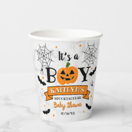 "Het is een jongen" pompoen Halloween Baby shower Papieren Bekers