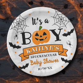 "Het is een jongen" pompoen Halloween Baby shower Papieren Bordje