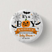 "Het is een jongen" pompoen Halloween Baby shower Ronde Button 3,2 Cm (Voorkant)