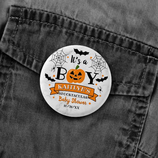 "Het is een jongen" pompoen Halloween Baby shower Ronde Button 3,2 Cm