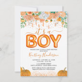 Het is een jongen pompoen herfst baby shower uitno kaart (Voorkant)