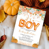 Het is een jongen pompoen herfst baby shower uitno kaart