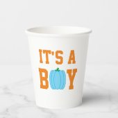 Het is een jongen pompoen. papieren bekers (Voorkant)