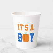 Het is een jongen pompoen. papieren bekers (Voorkant)